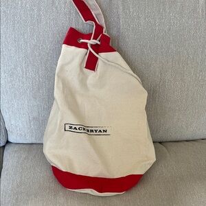 Zac Bryan Red and‎ Cream Canvas Bag